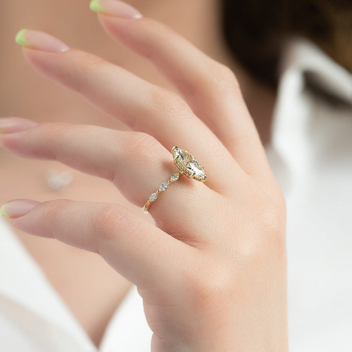 The Linda Marquise Lab Diamond Moissanite Engagement Ring *Shown with 2.5 ct #material_gold