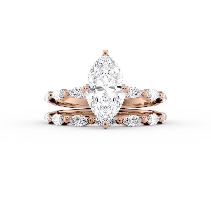 The Linda Set With Marquise Side Stone Lab Diamond 2 Carat 14K Rose#material_rose