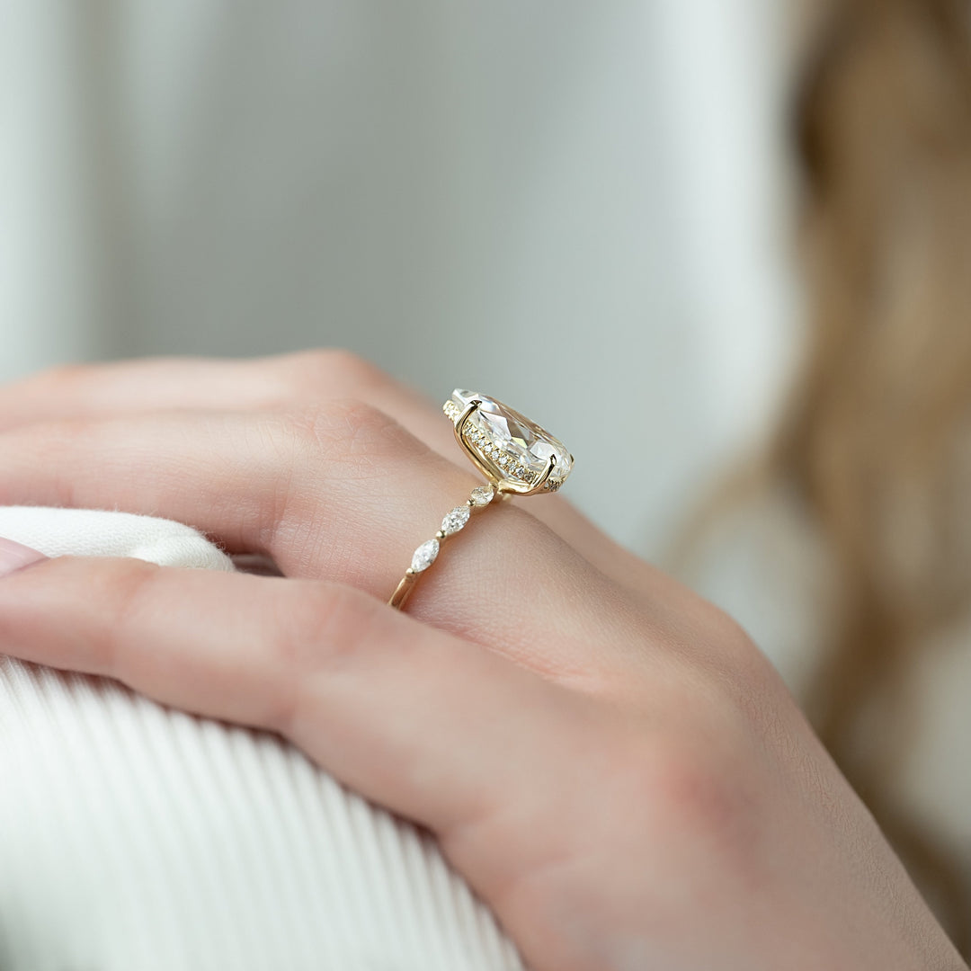 The Linda Pear Lab Diamond Moissanite Engagement Ring