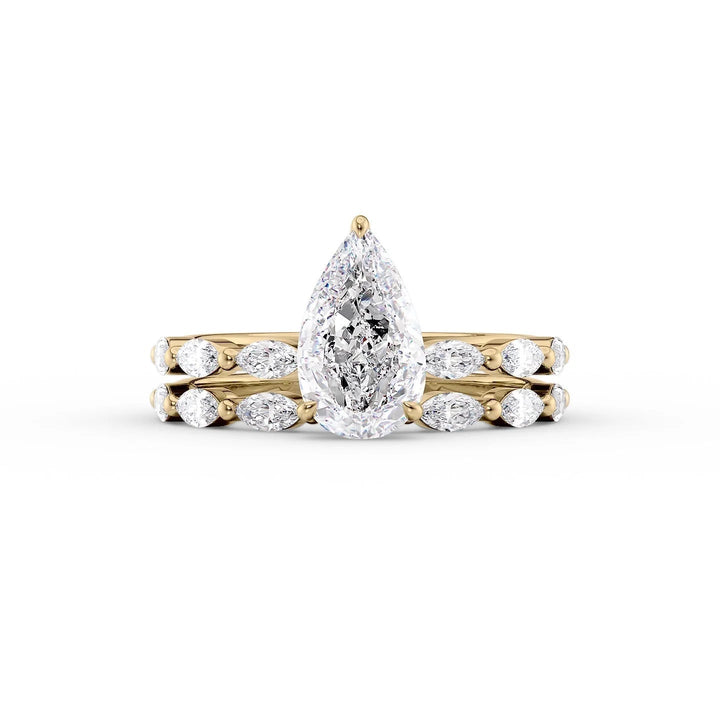The Linda Set With Pear Side Stone Lab Diamond 2 Carat 14K Gold#material_gold
