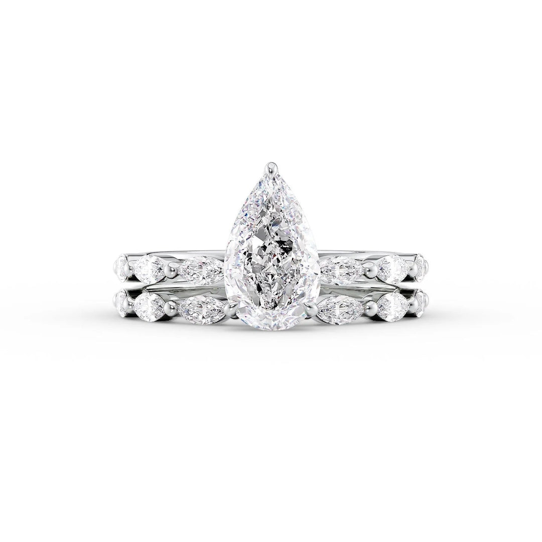 The Linda Set With Pear Side Stone Lab Diamond 2 Carat 14K White#material_white