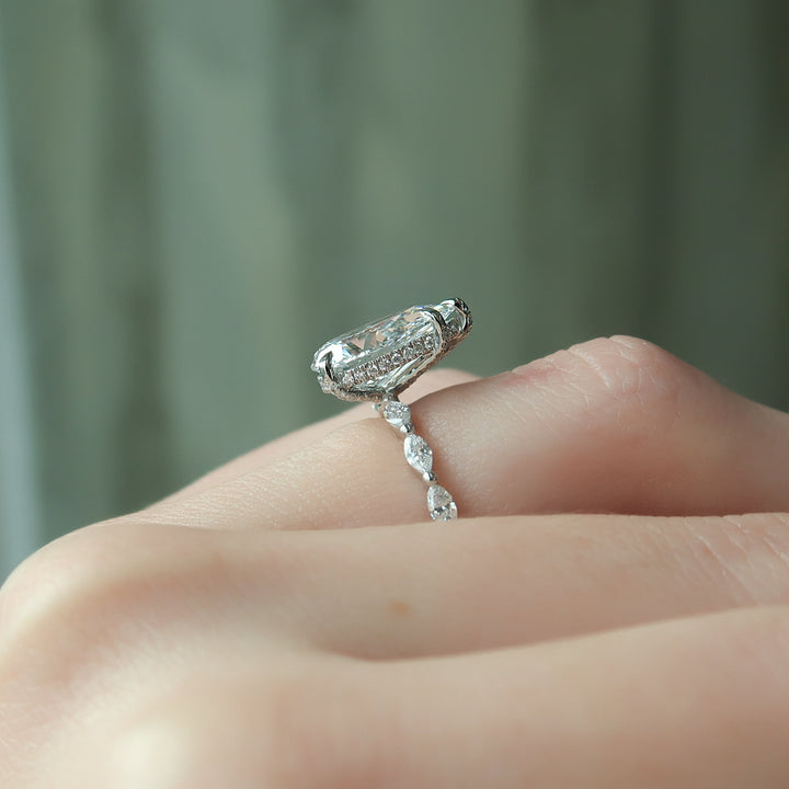 The Linda Pear Lab Diamond Moissanite Engagement Ring *Shown with 3 ct #material_white