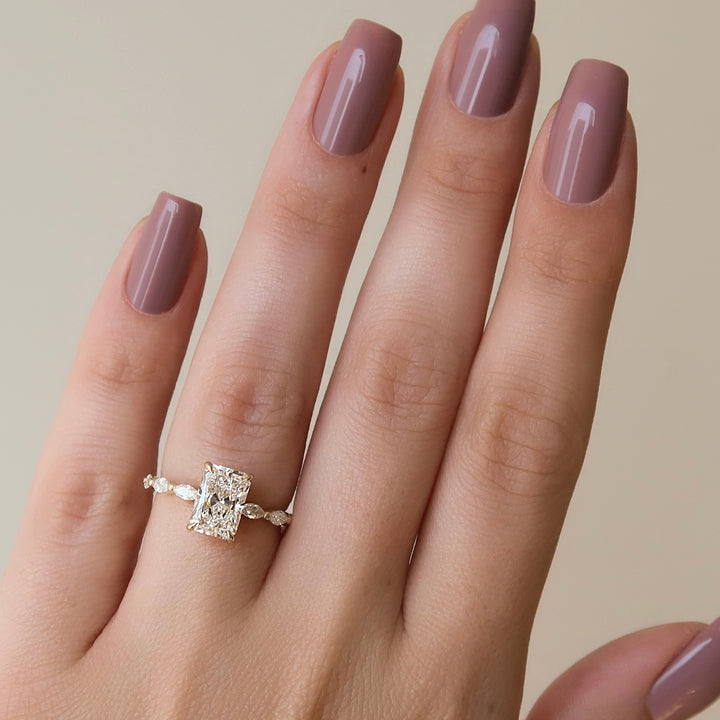 The Linda Radiant Lab Diamond Moissanite Engagement Ring *Shown with 2 ct #material_gold