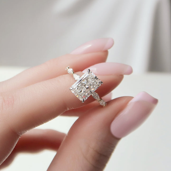 The Linda Radiant Lab Diamond Moissanite Engagement Ring *Shown with 2.5 ct #material_gold