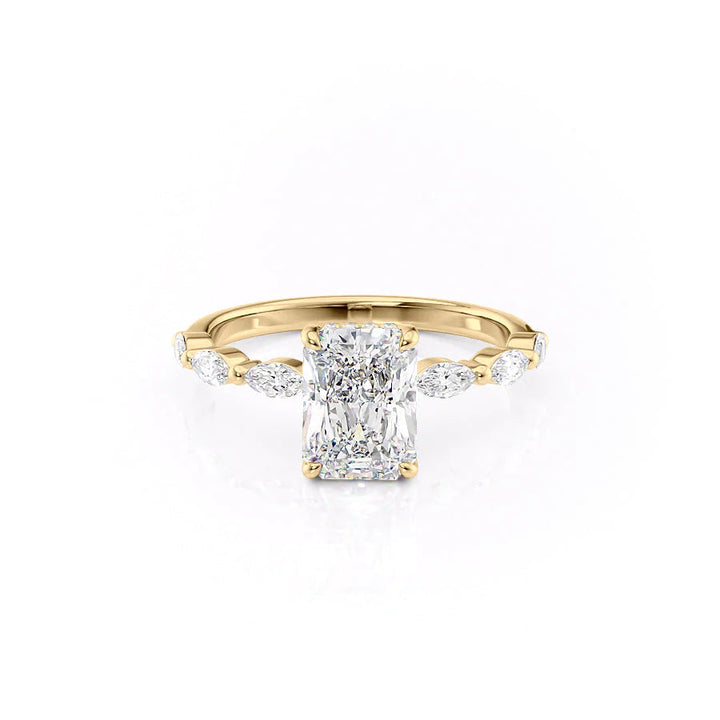 The Linda Set With Radiant Side Stone Lab Diamond 1 Carat 14K Gold#material_gold