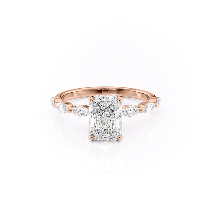 The Linda Set With Radiant Side Stone Lab Diamond 1 Carat 14K Rose#material_rose