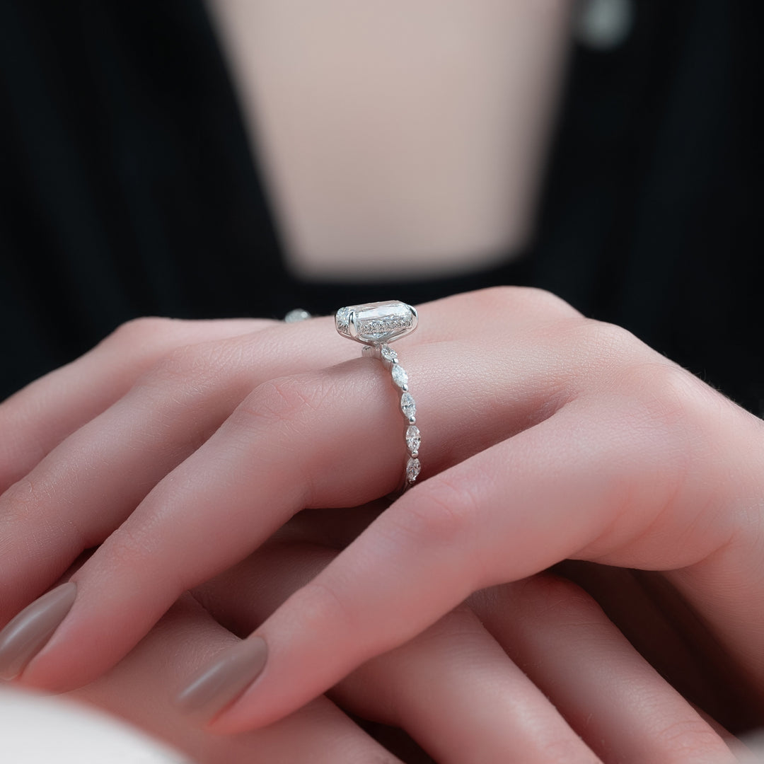 The Linda Radiant Lab Diamond Moissanite Engagement Ring