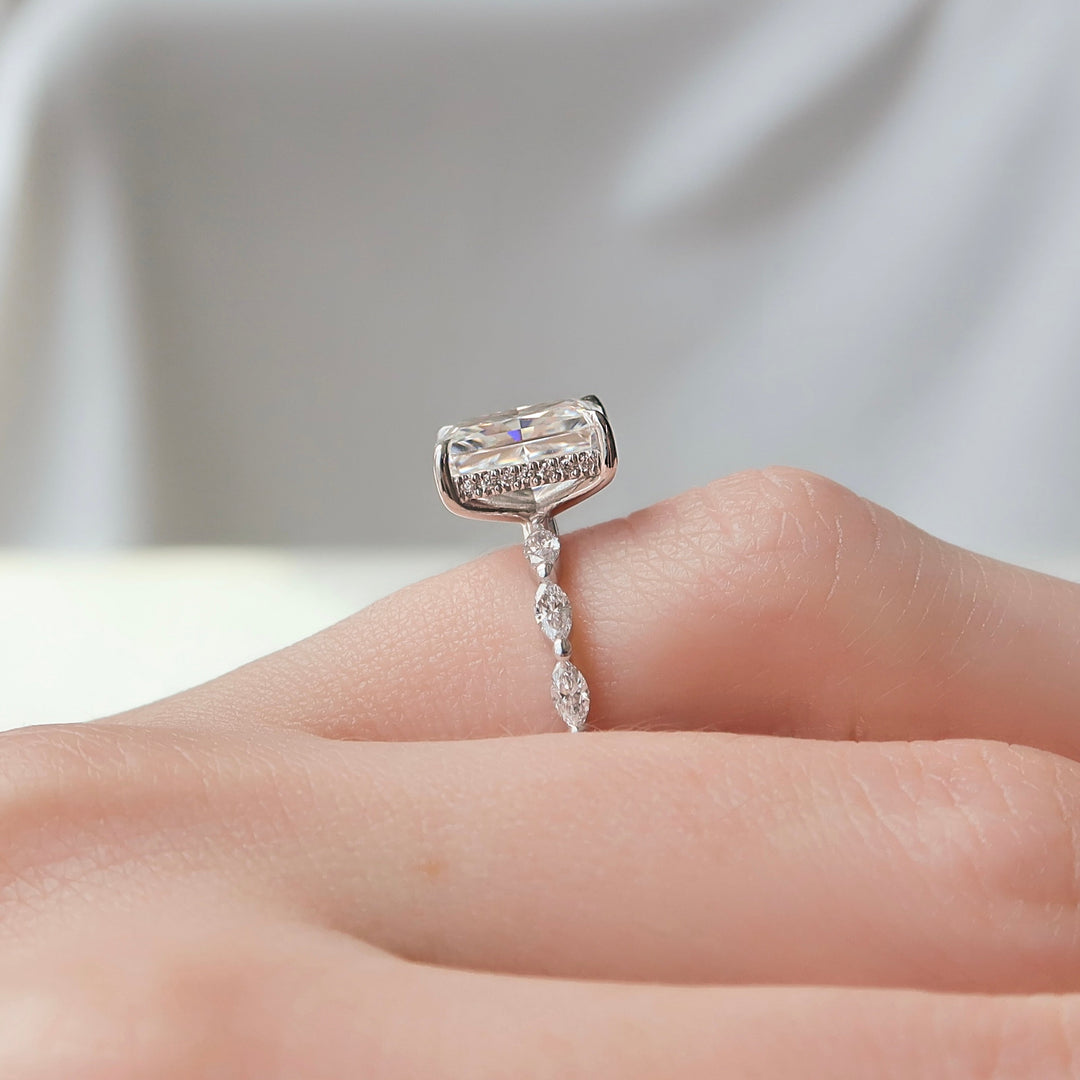 The Linda Radiant Lab Diamond Moissanite Engagement Ring