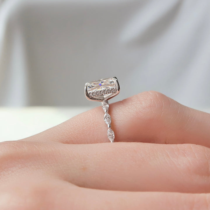 The Linda Radiant Lab Diamond Moissanite Engagement Ring *Shown with 3.5 ct #material_white