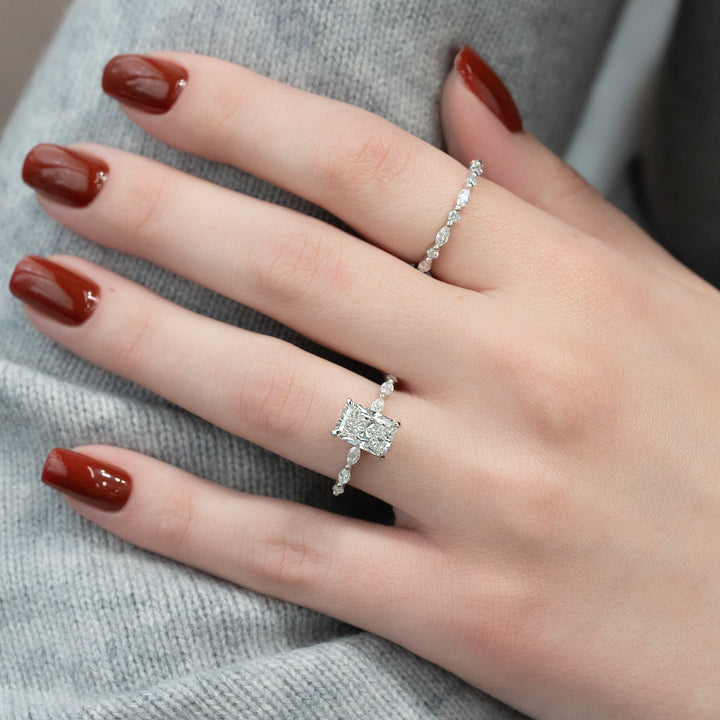 The Linda Radiant Lab Diamond Moissanite Engagement Ring *Shown with 2.5 ct #material_white