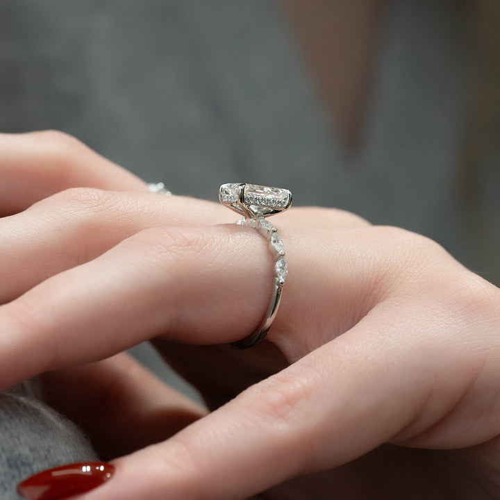The Linda Radiant Lab Diamond Moissanite Engagement Ring *Shown with 2.5 ct #material_white