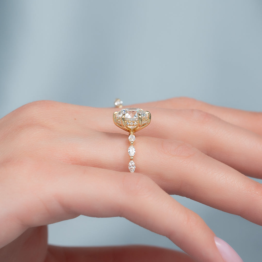 The Linda Round Lab Diamond Moissanite Engagement Ring