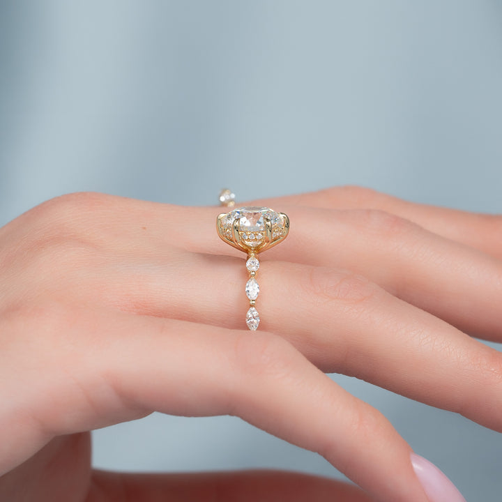 The Linda Round Lab Diamond Moissanite Engagement Ring *Shown with 3 ct #material_gold