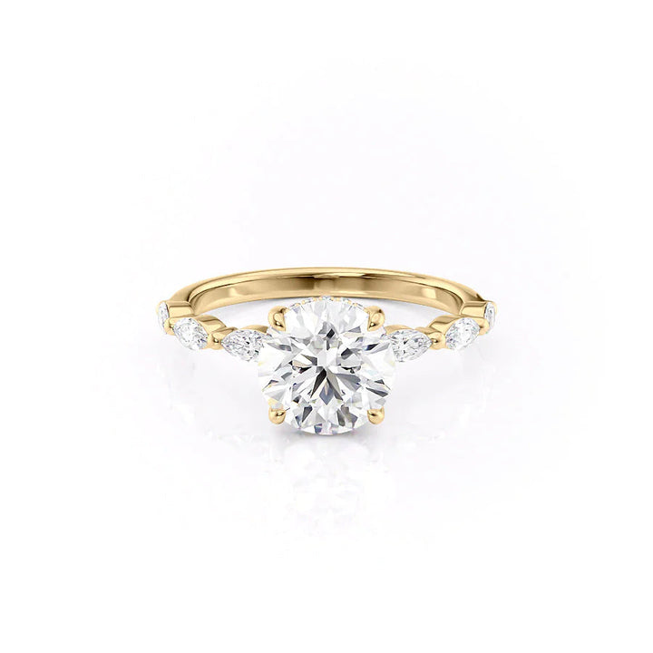 The Linda Set With Round Side Stone Lab Diamond 1 Carat 14K Gold#material_gold