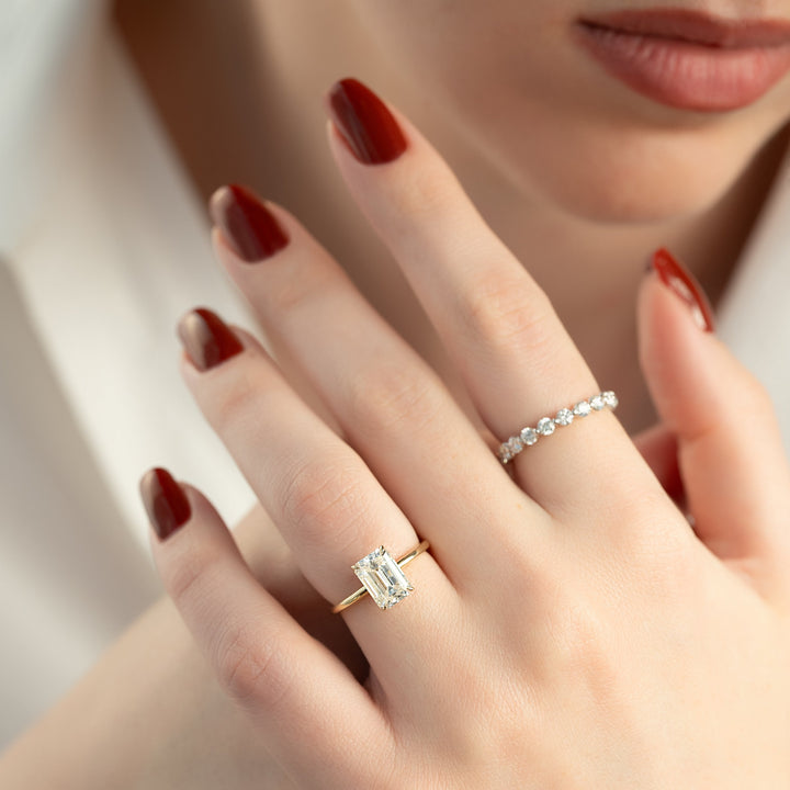 The Logan Emerald Lab Diamond Moissanite Engagement Ring *Shown with 3 ct #material_gold