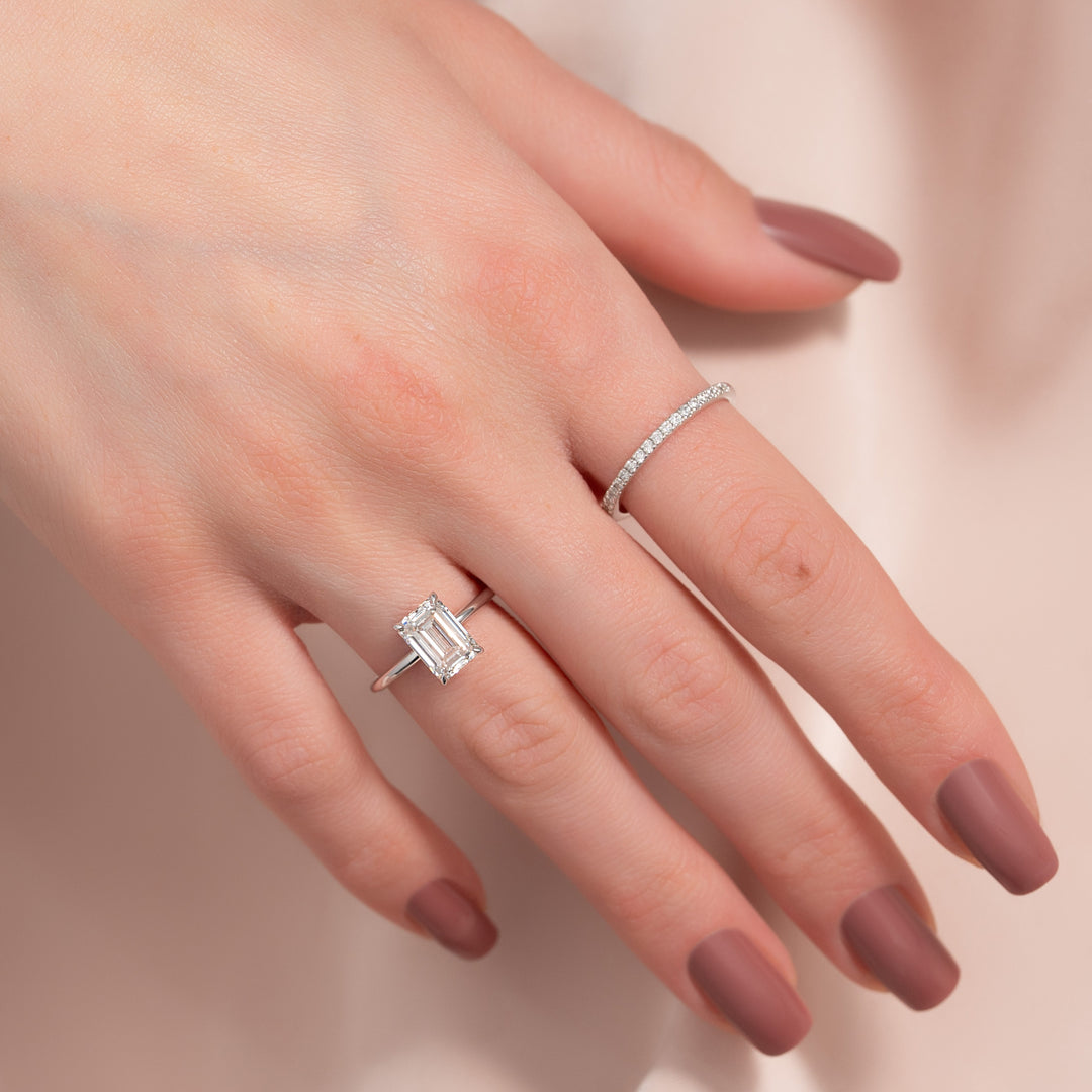 The Logan Emerald Lab Diamond Moissanite Engagement Ring