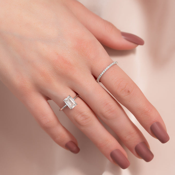 The Logan Emerald Lab Diamond Moissanite Engagement Ring *Shown with 2 ct #material_white