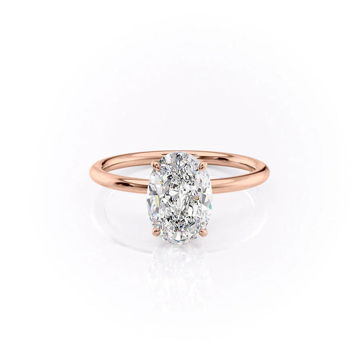 The Logan Set With Oval Solitaire Lab Diamond 1 Carat 14K Rose#material_rose