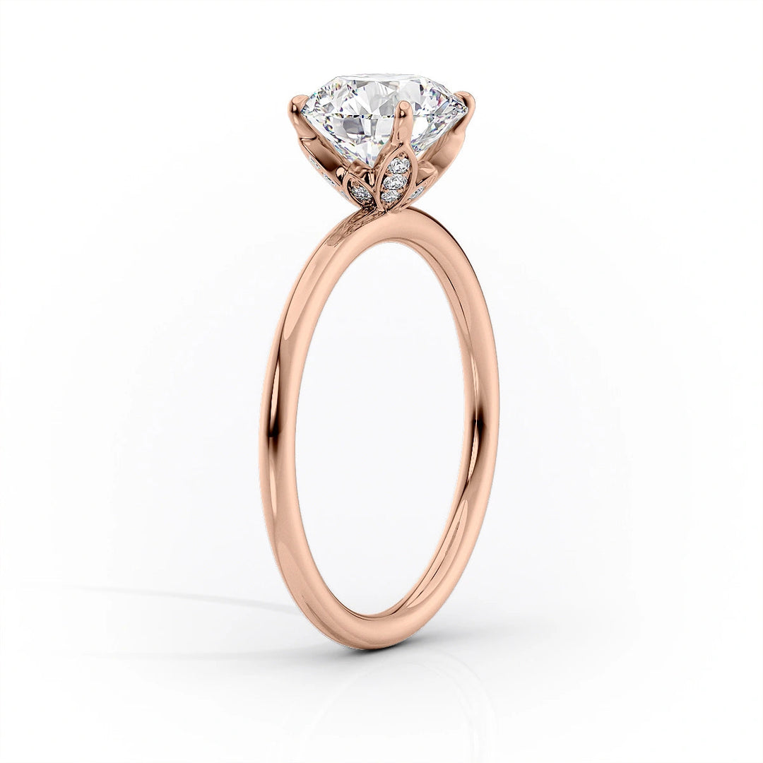 The Logan Set With Oval Solitaire Lab Diamond 1.5 Carat 14K Rose#material_rose