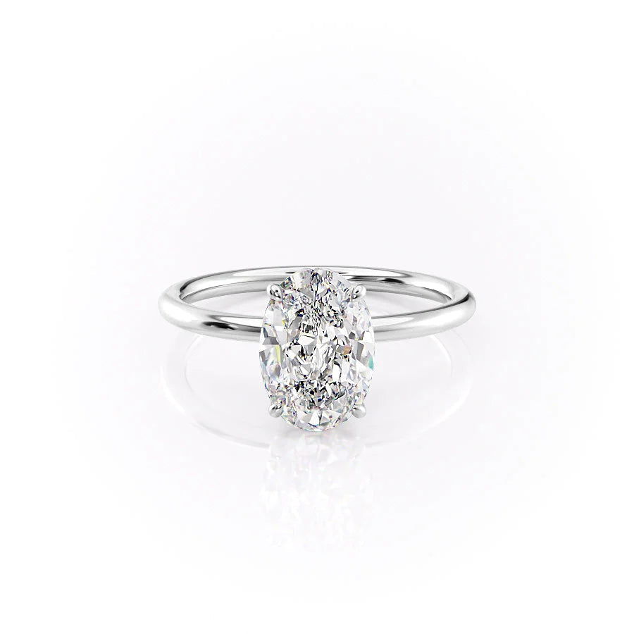 The Logan Set With Oval Solitaire Lab Diamond 1 Carat 14K White#material_white