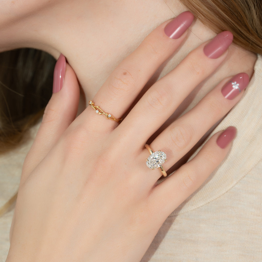 The Logan Oval Lab Diamond Moissanite Engagement Ring