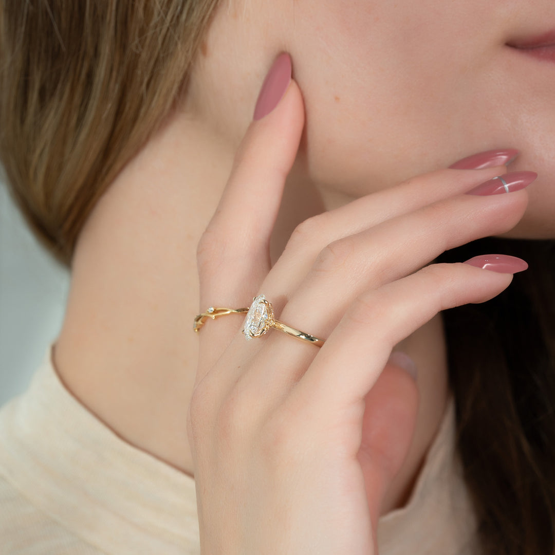 The Logan Oval Lab Diamond Moissanite Engagement Ring