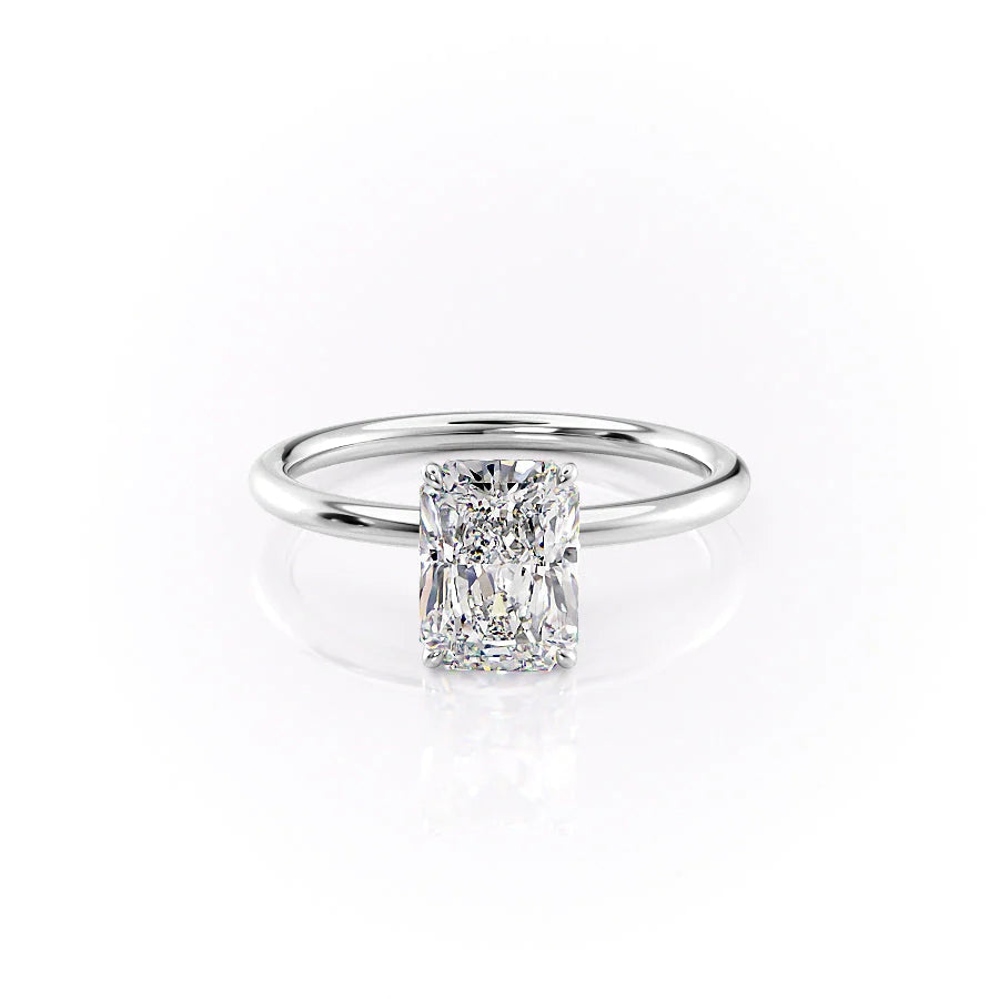 The Logan Set With Radiant Solitaire Lab Diamond 1 Carat 14K White#material_white