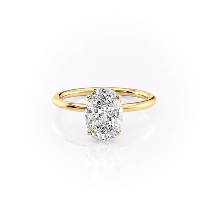 The Louise Set With Oval Solitaire Lab Diamond 1 Carat 14K Gold#material_gold