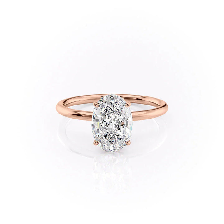 The Louise Set With Oval Solitaire Lab Diamond 1 Carat 14K Rose#material_rose