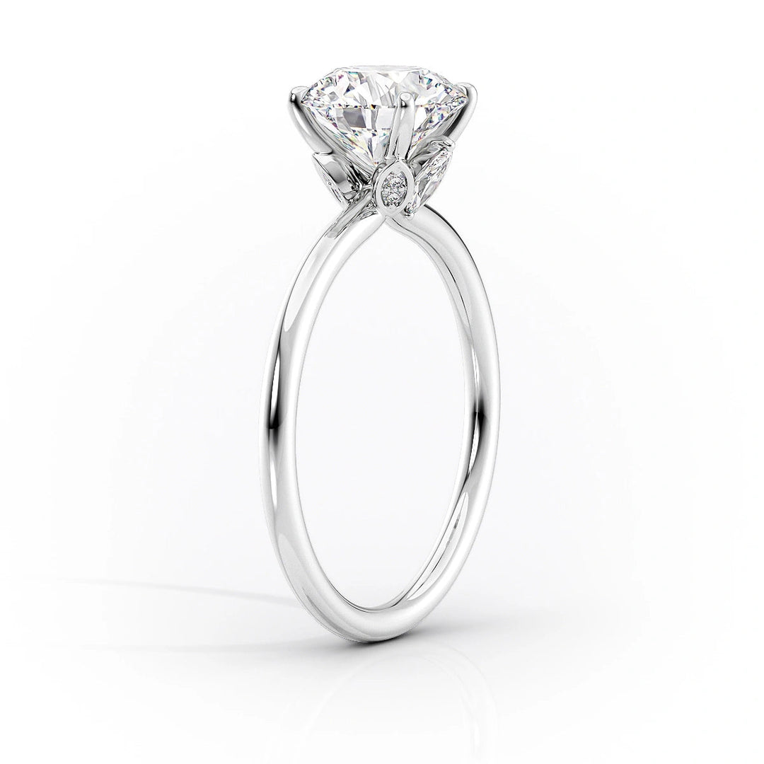 The Louise Set With Oval Solitaire Lab Diamond 1.5 Carat 14K White#material_white