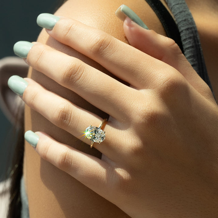 The Louise Oval Lab Diamond Moissanite Engagement Ring *Shown with 3 ct #material_gold