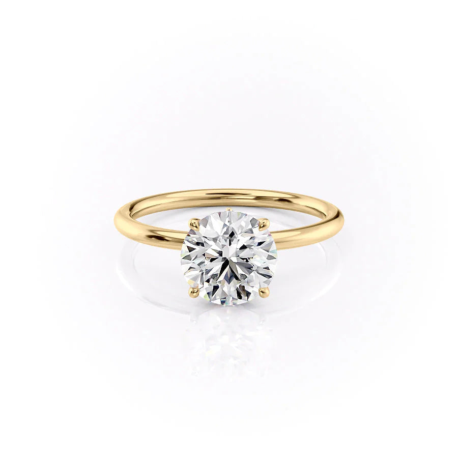 The Louise Set With Round Solitaire Lab Diamond 1 Carat 14K Gold#material_gold