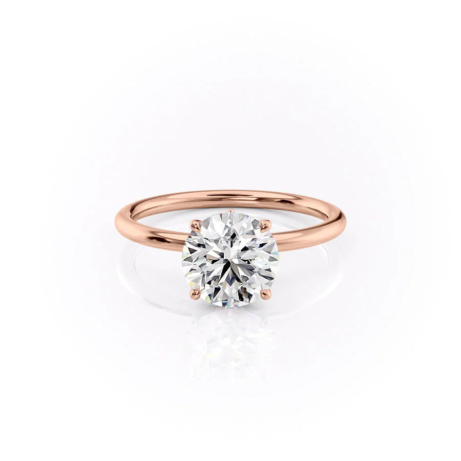 The Louise Set With Round Solitaire Lab Diamond 1 Carat 14K Rose#material_rose