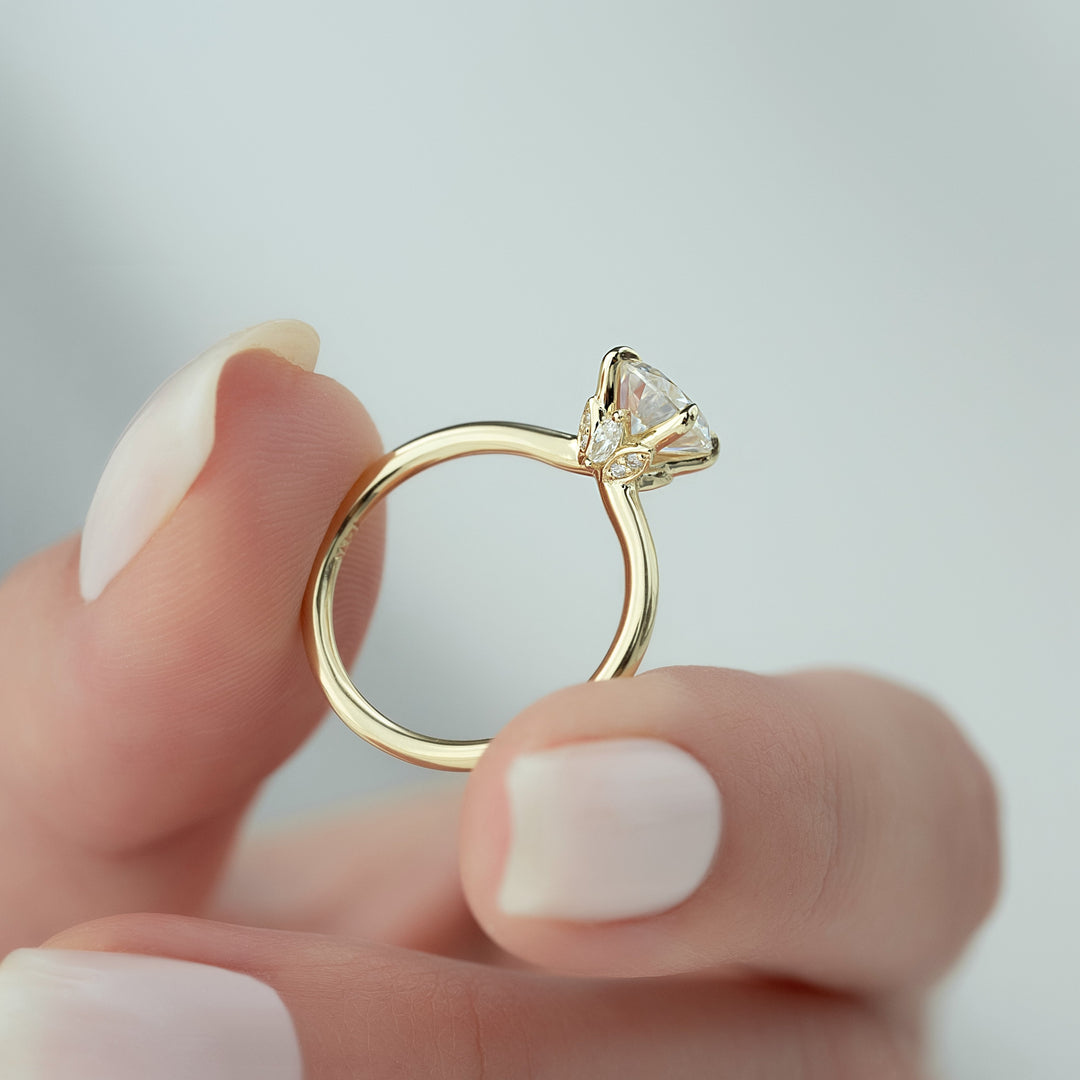 The Louise Round Lab Diamond Moissanite Engagement Ring