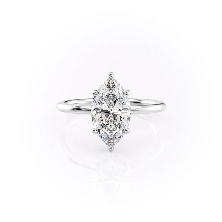 The Low Profile Liberty Set With Marquise Solitaire Moissanite#material_14k-white