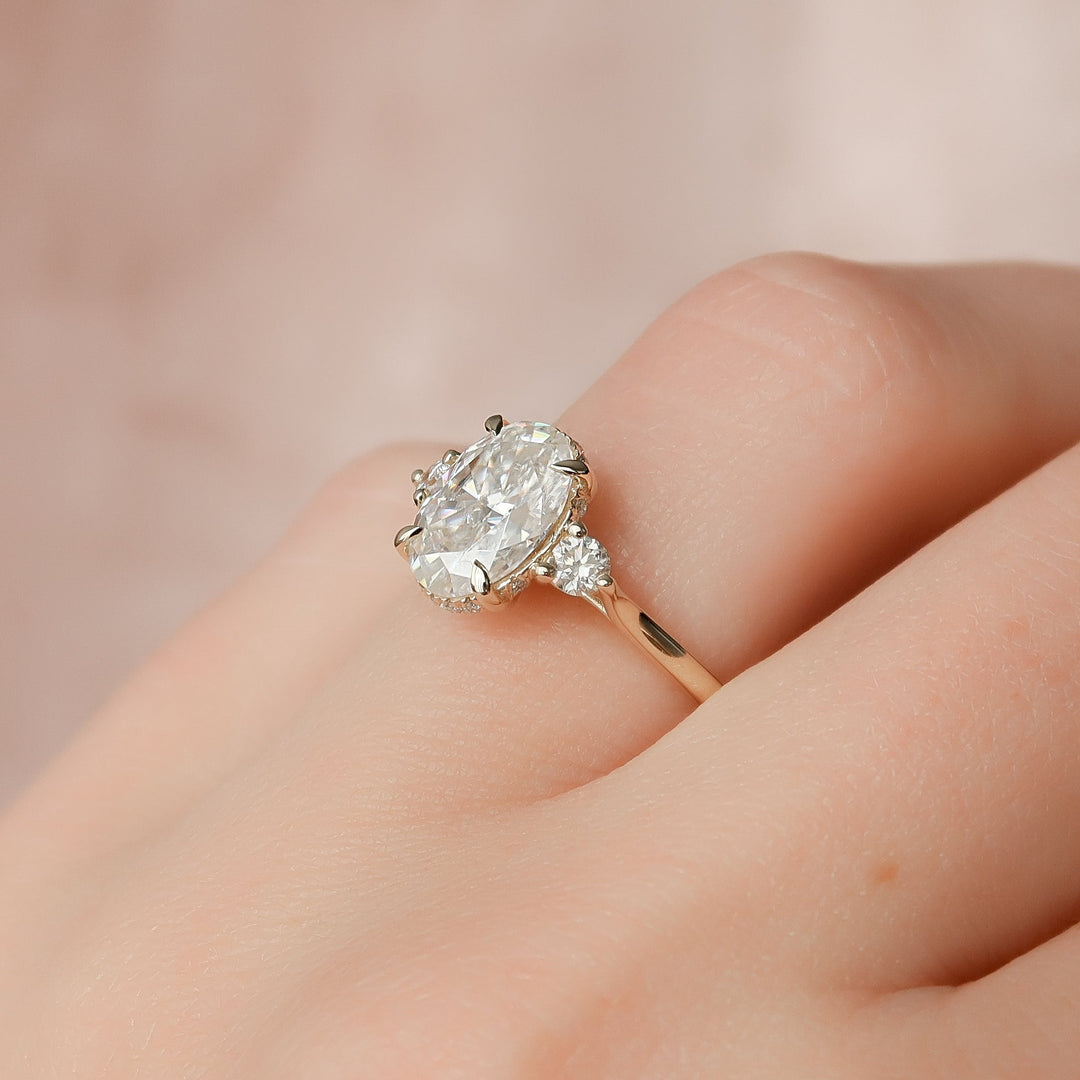 The Lucy Oval Lab Diamond Moissanite Engagement Ring