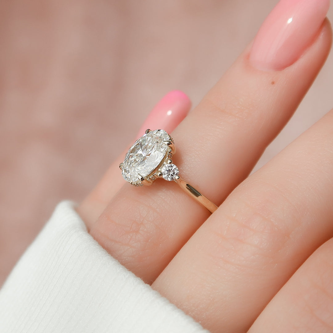 The Lucy Oval Lab Diamond Moissanite Engagement Ring