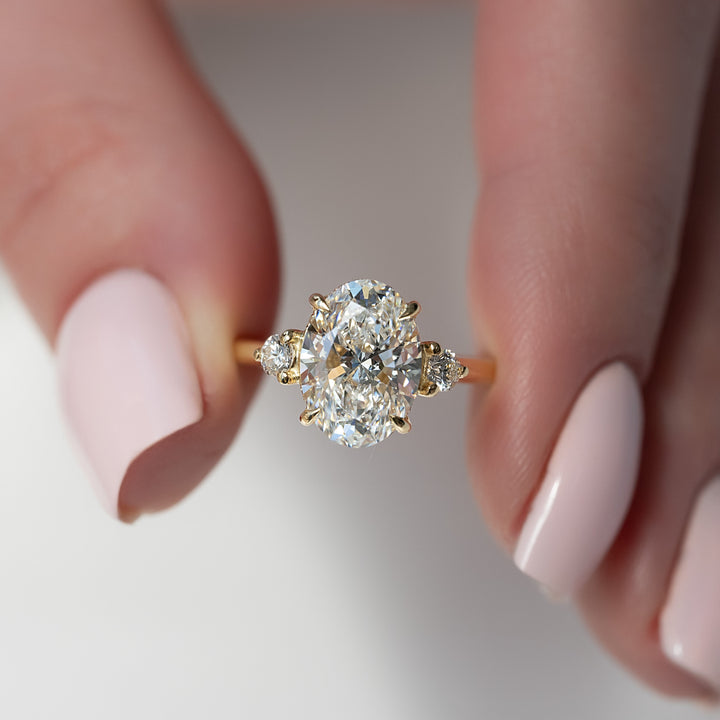 The Lucy Oval Lab Diamond Moissanite Engagement Ring *Shown with 3 ct #material_gold
