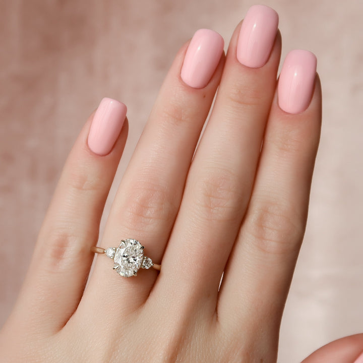 The Lucy Oval Lab Diamond Moissanite Engagement Ring *Shown with 2 ct #material_gold