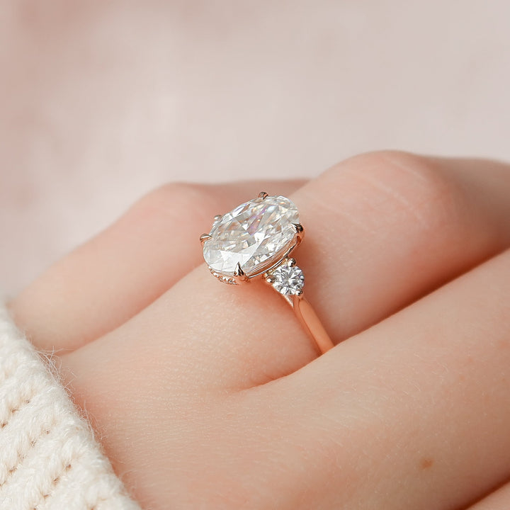 The Lucy Oval Lab Diamond Moissanite Engagement Ring *Shown with 2 ct #material_rose