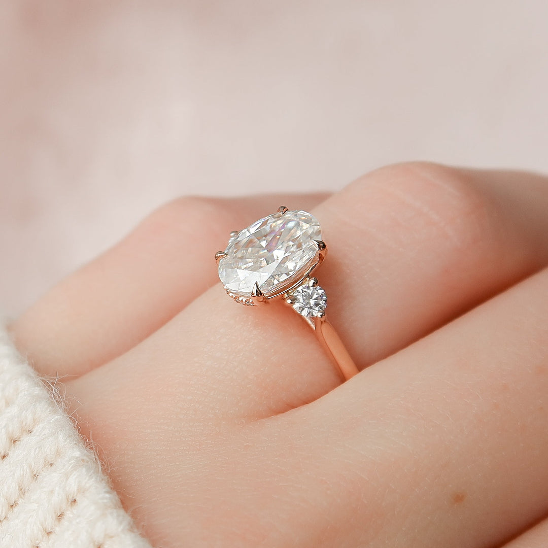 The Lucy Oval Lab Diamond Moissanite Engagement Ring