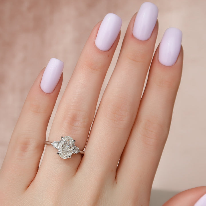 The Lucy Oval Lab Diamond Moissanite Engagement Ring *Shown with 2.5 ct #material_white