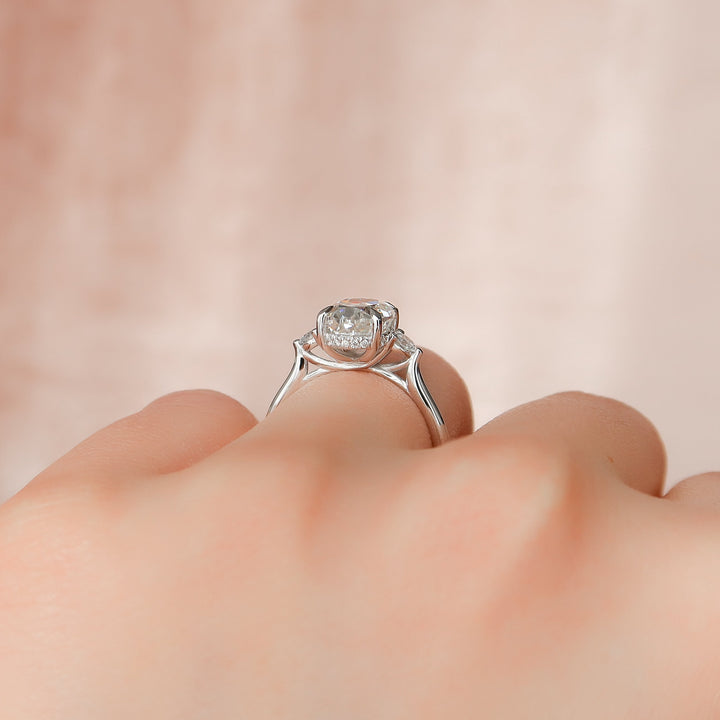 The Lucy Oval Lab Diamond Moissanite Engagement Ring *Shown with 2.5 ct #material_white