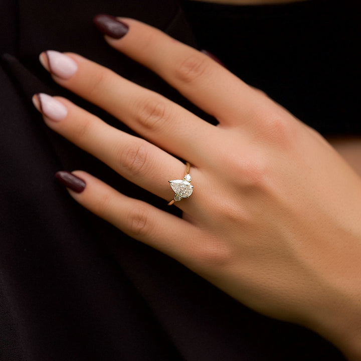 The Lucy Pear Lab Diamond Moissanite Engagement Ring *Shown with 1.5 ct #material_gold