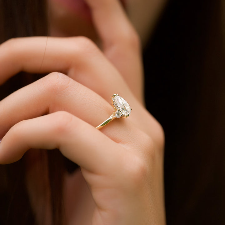 The Lucy Pear Lab Diamond Moissanite Engagement Ring *Shown with 1.5 ct #material_gold