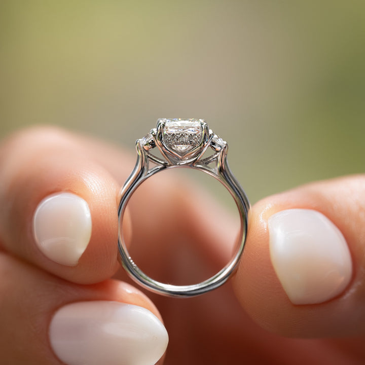 The Lucy Princess Lab Diamond Moissanite Engagement Ring *Shown with 1 ct #material_white