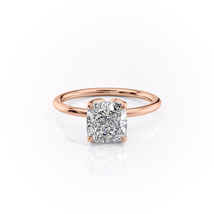 The Luisa Set With A Cushion Solitaire Moissanite 1 Carat 14K Rose#material_14k-rose