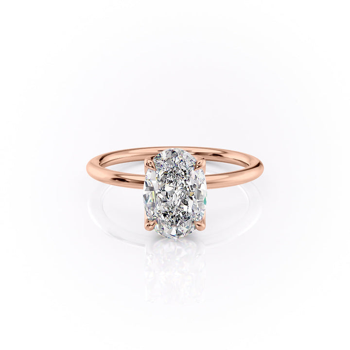 The Luisa Set With A Oval Solitaire Moissanite 1 Carat 14K Rose#material_14k-rose