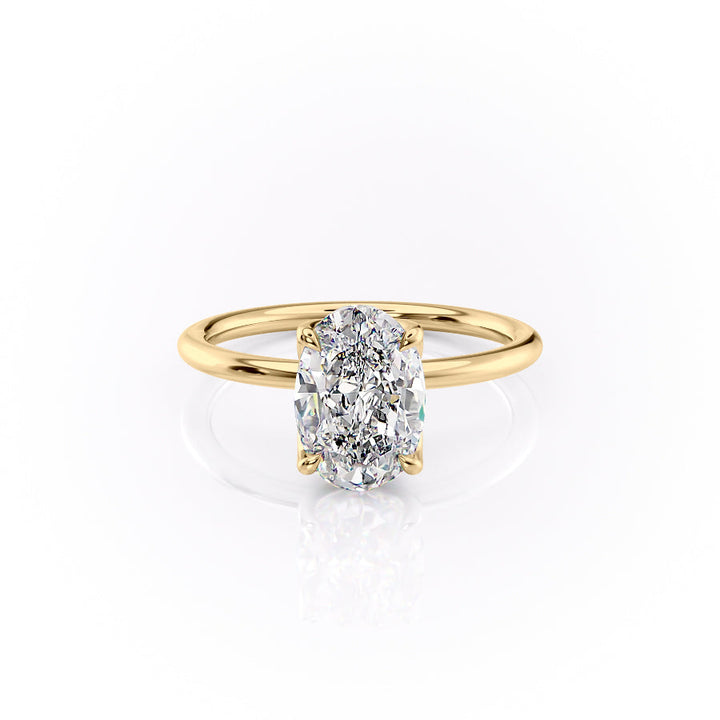 The Luisa Set With A Oval Solitaire Moissanite 1 Carat 18K Gold#material_18k-gold