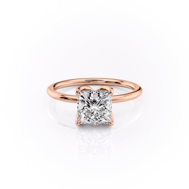 The Luisa Set With A Princess Solitaire Moissanite 1 Carat 14K Rose#material_14k-rose